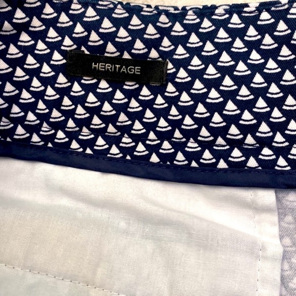 Talbots Nautical Print Heritage Fit Navy & White Sailboat Cotton & Spandex Pants - Picture 8 of 9